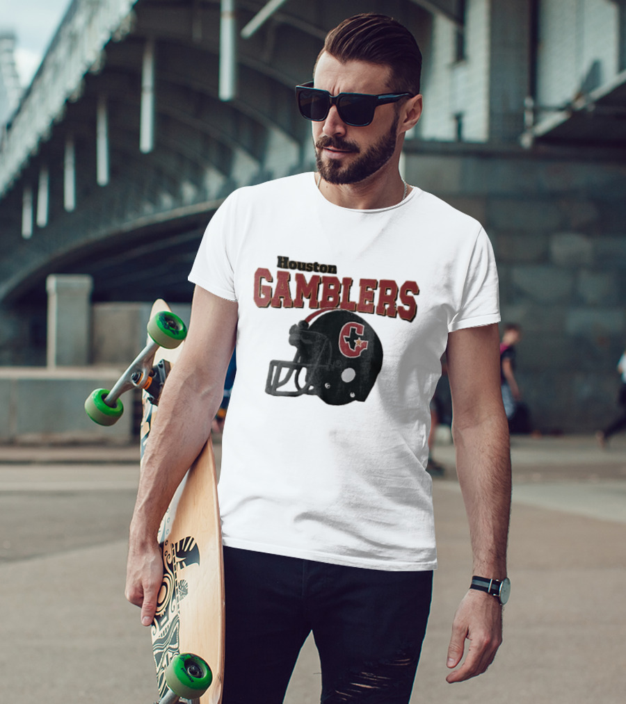 Houston Gamblers Distressed Football Helmet T-Shirt