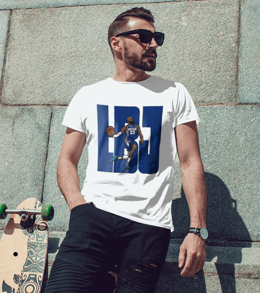 Philadelphia 76ers Phila 23 Cartoon Caricature Basketball Player Dribbling Lbj T-Shirt