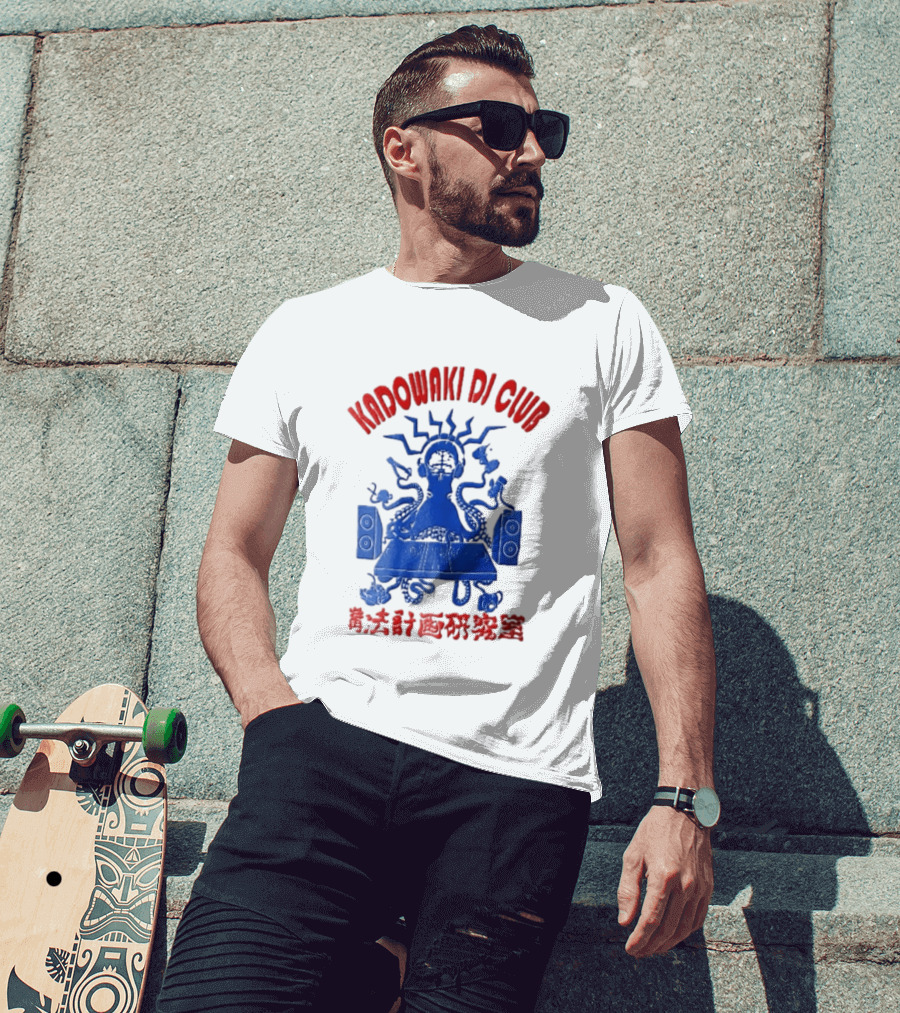 Kadowaki Dj Club Blue Octopus Turntable Brain Headphones Speakers 2024 T-Shirt