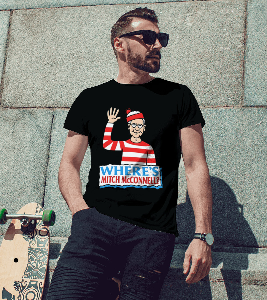 Where's Mitch McConnell Red White Stripes Waving T-Shirt