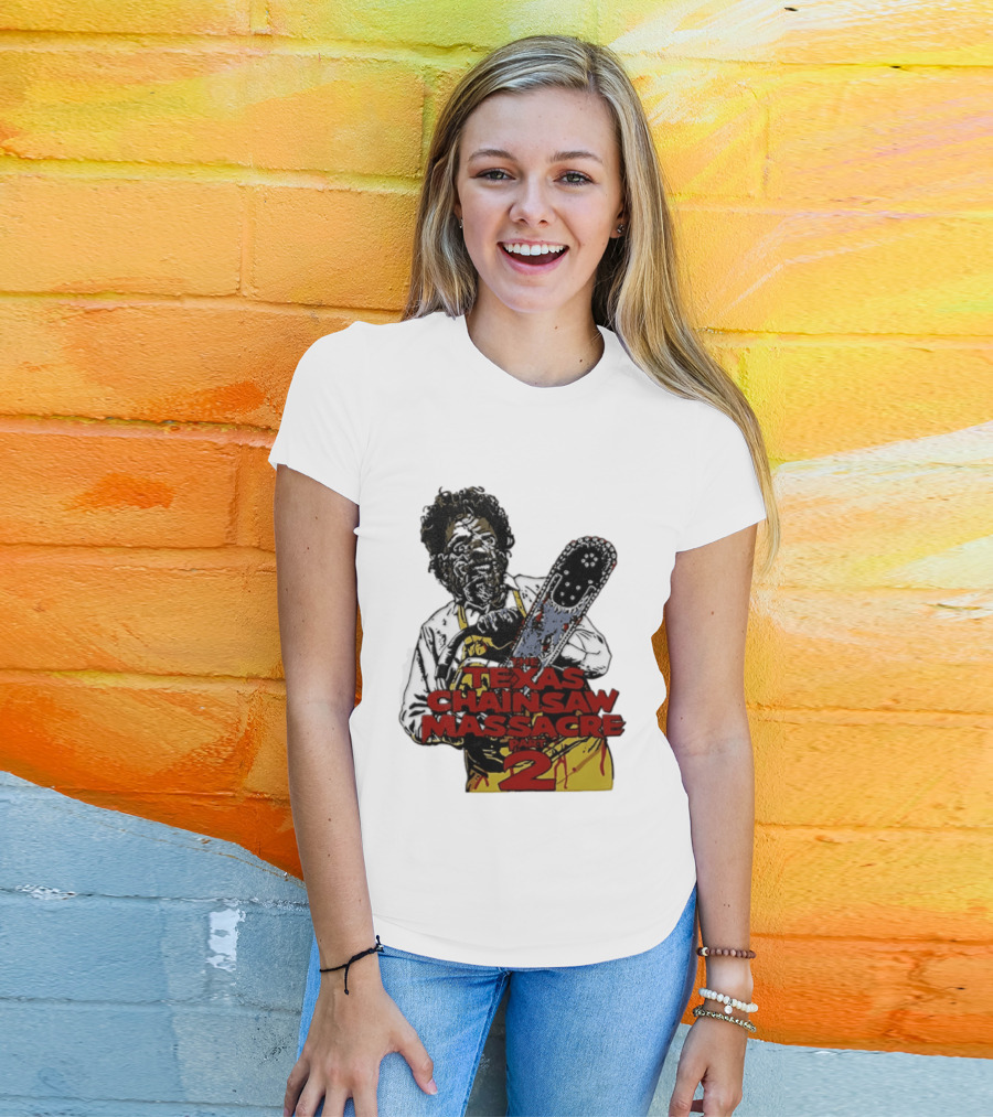 Texas Chainsaw Massacre Part 2 Leatherface Villain Bloody Chainsaw T-Shirt