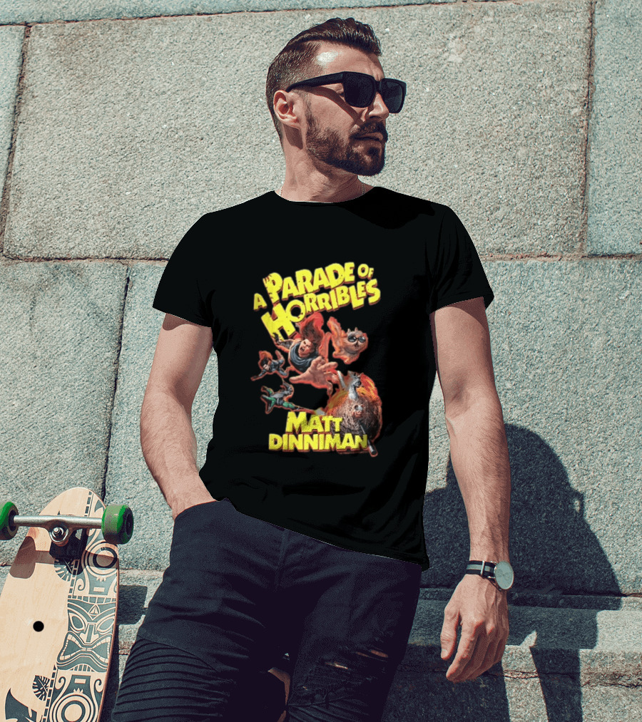 A Parade Of Horribles Matt Dinniman Action Fantasy Characters Flying Flaming Ball Adventure T-Shirt