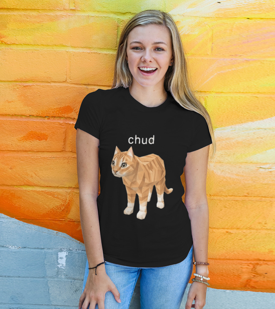 Chud Low Poly Geometric Orange Tabby Cat T-Shirt