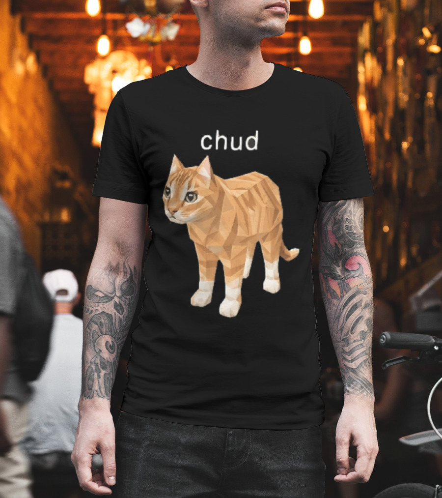 Chud Low Poly Geometric Orange Tabby Cat T-Shirt