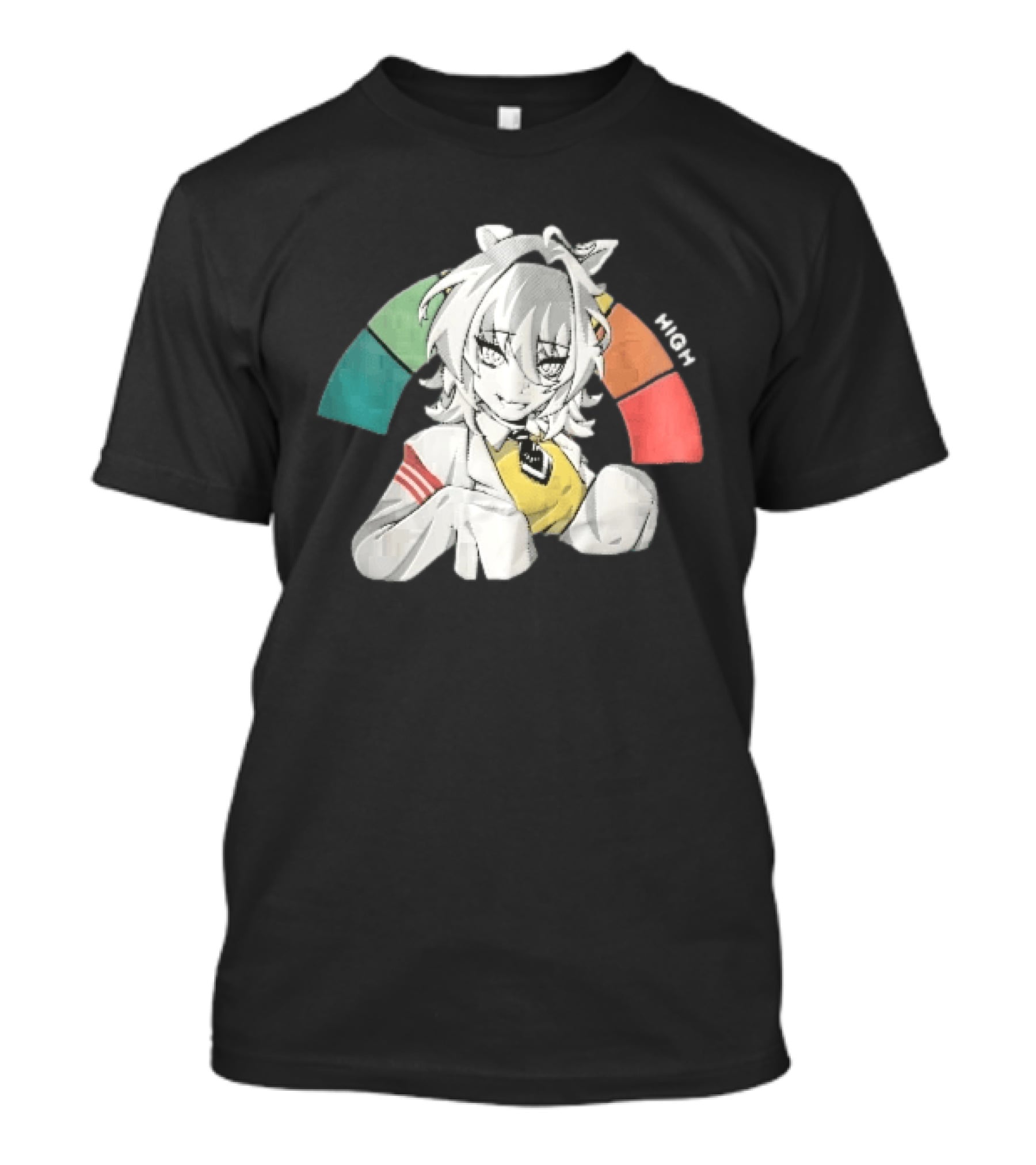 High Anime Cat Girl White Hair Threat Meter Gauge T-Shirt