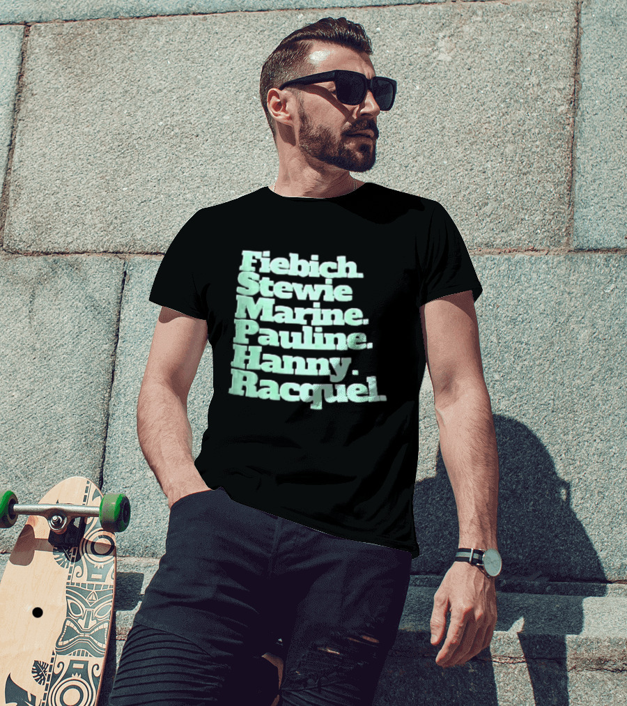 Fiebich Stewie Marine Pauline Hanny Racquel Mint Green Stacked Name List T-Shirt