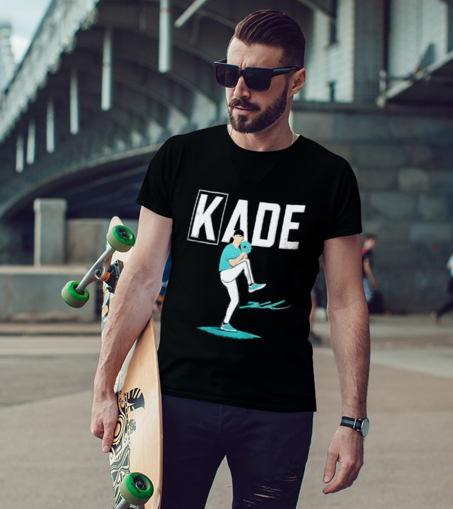 Kade Baseball Pitcher Teal Jersey Mound Action Cartoon T-Shirt