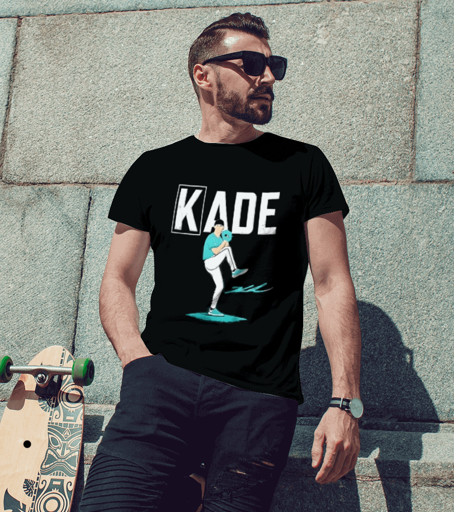 Kade Baseball Pitcher Teal Jersey Mound Action Cartoon T-Shirt