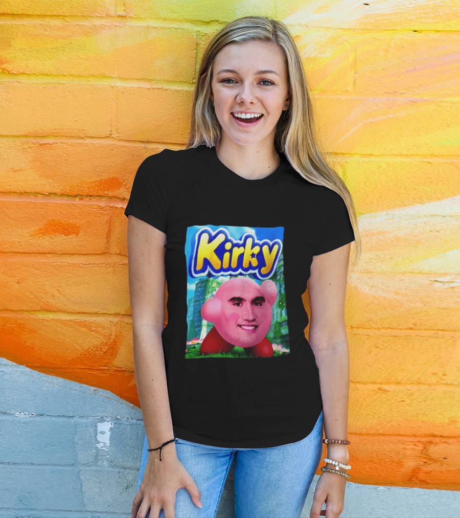 Kirky Kirby Nintendo Inspired Face Mashup Retro Gaming Nostalgia T-Shirt