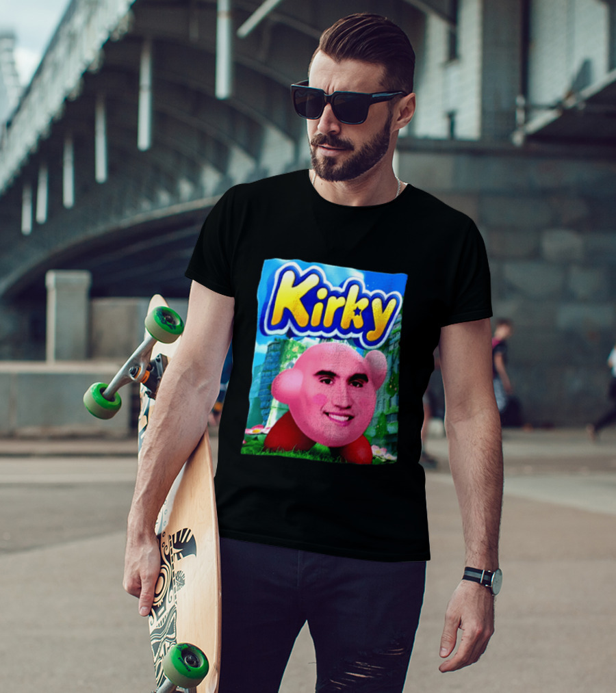 Kirky Kirby Nintendo Inspired Face Mashup Retro Gaming Nostalgia T-Shirt