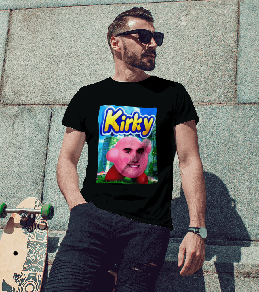 Kirky Kirby Nintendo Inspired Face Mashup Retro Gaming Nostalgia T-Shirt
