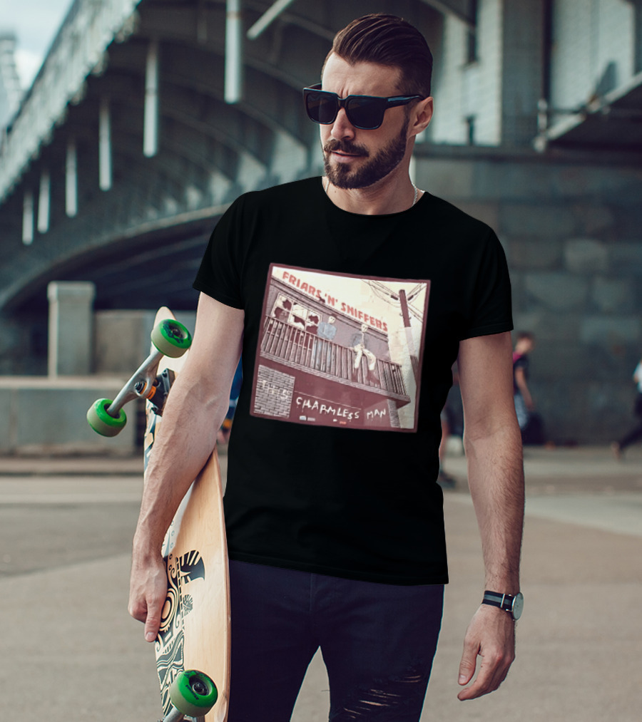Friars N Sniffers Charmless Man Two Figures Balcony Broken Windows T-Shirt