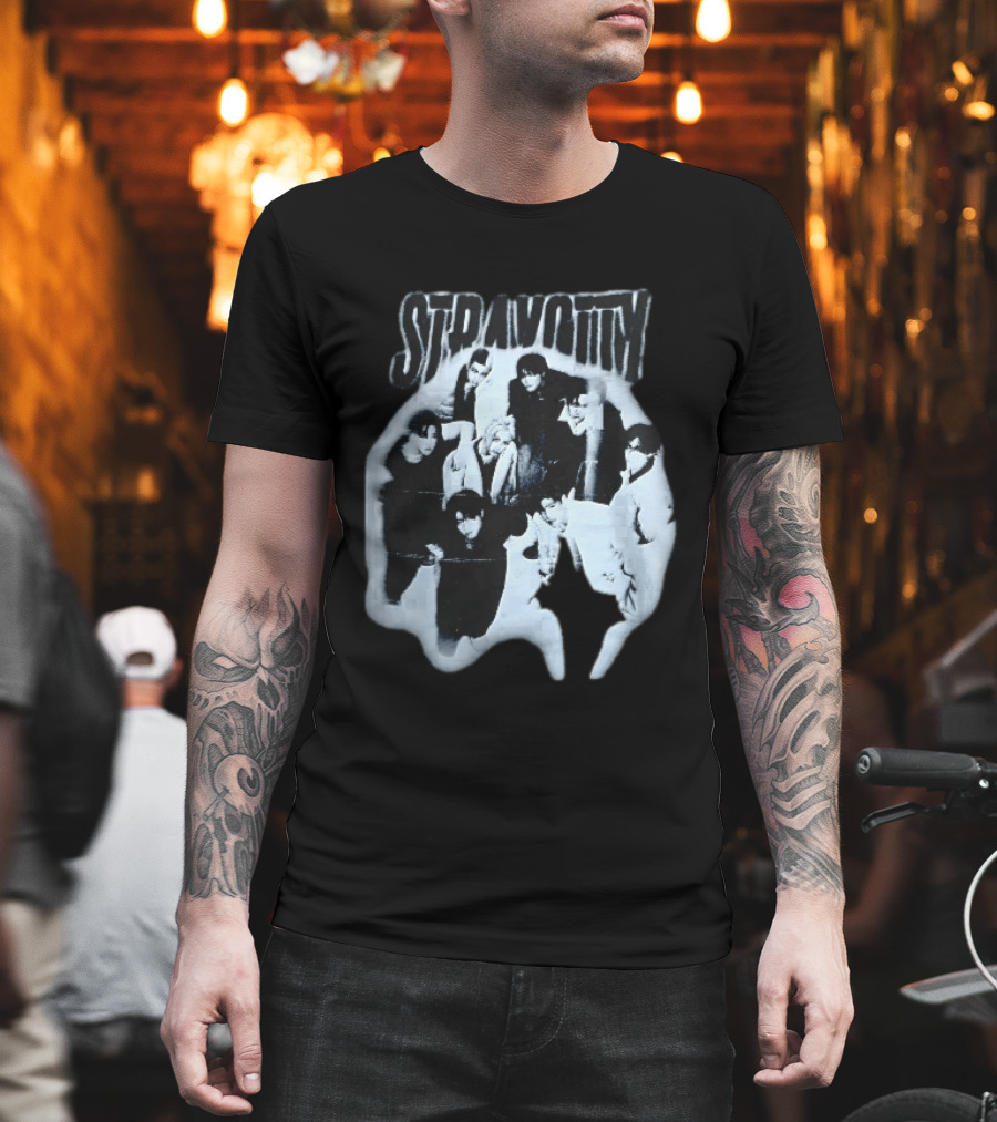 Stravotty K Pop Boy Group Monochrome Distressed Bootleg Photo T-Shirt