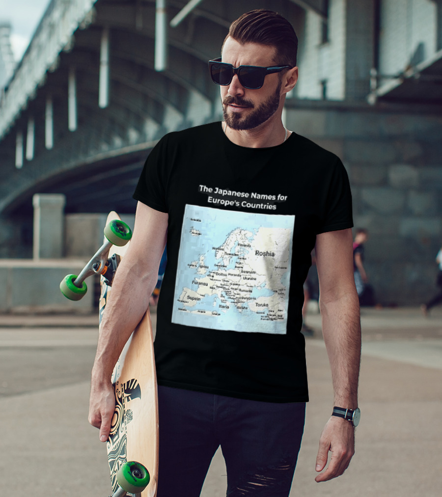 The Japanese Names For European Countries Map With Labels T-Shirt