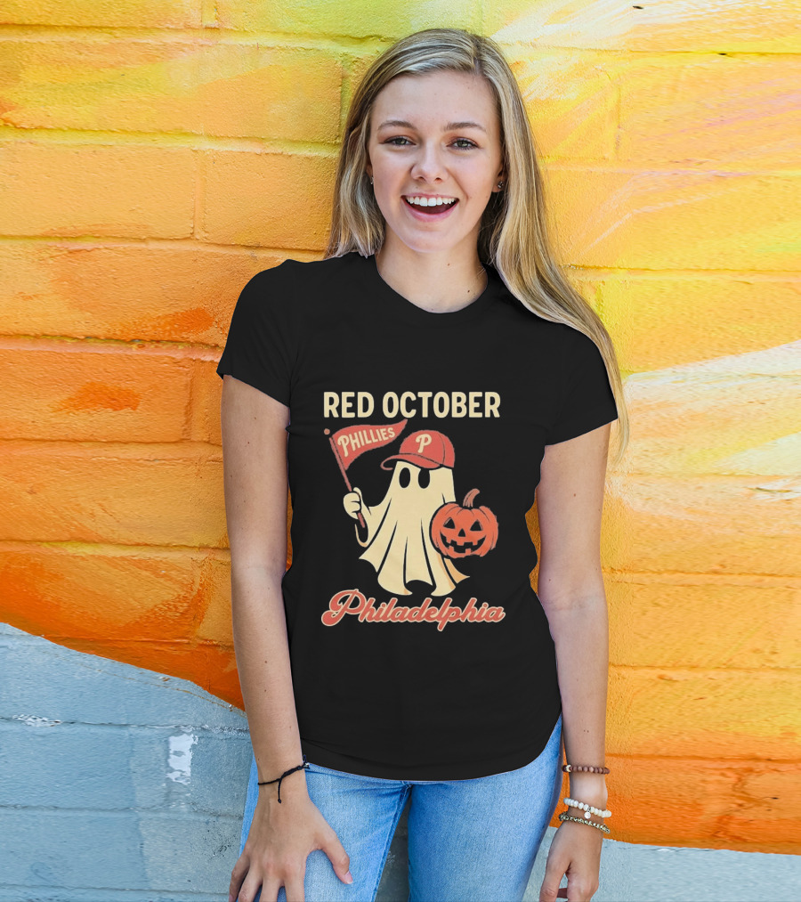 Red October Phillies Ghost Pumpkin Philadelphia T-Shirt