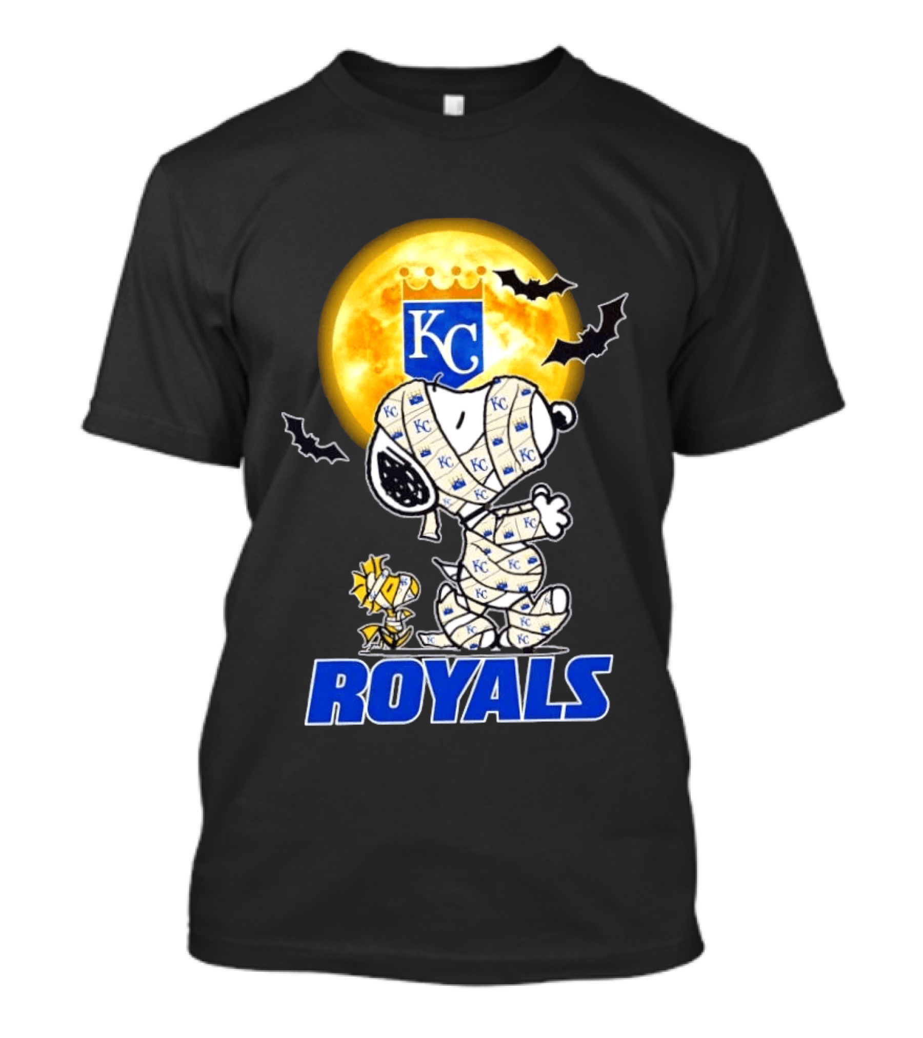 Kansas City Royals Snoopy Woodstock Mummy Halloween Moon Bats T-Shirt