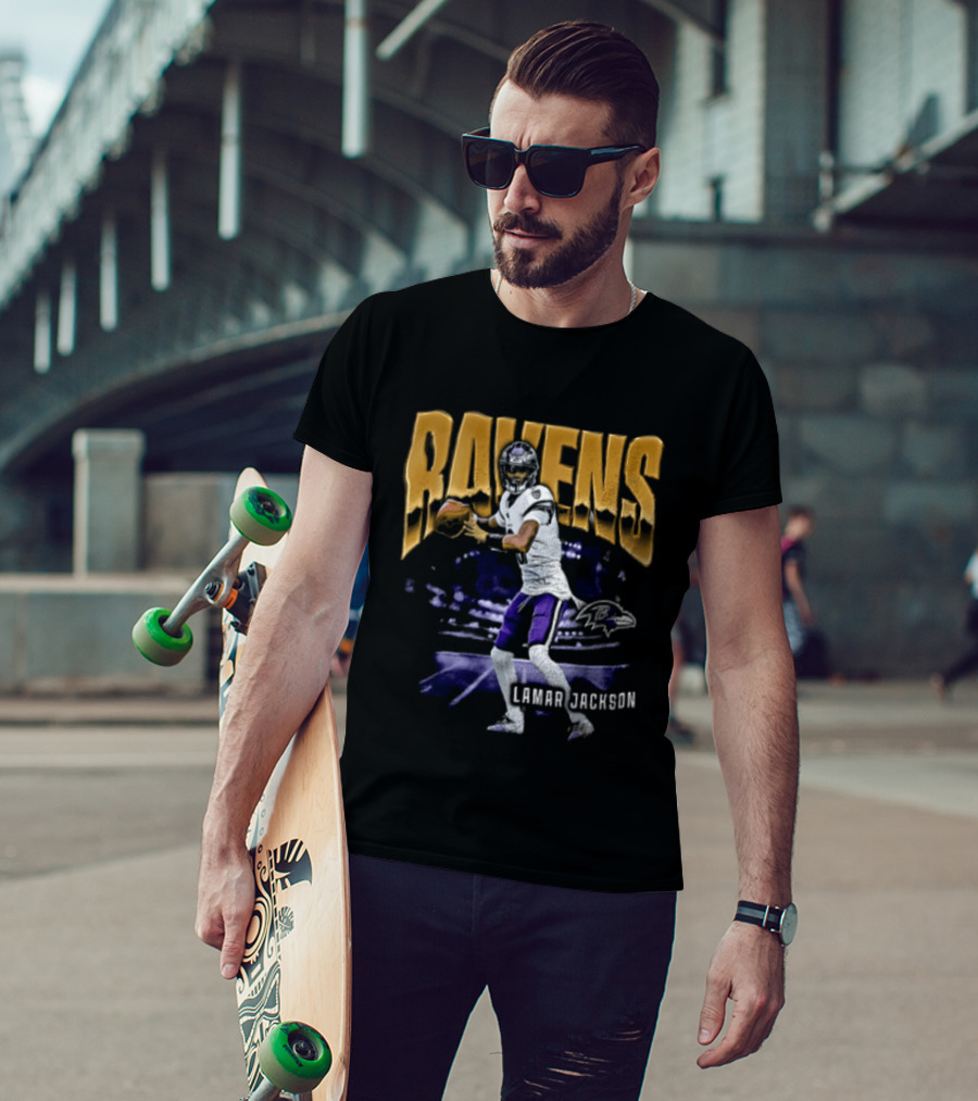 Ravens Lamar Jackson Football Iconic Quarterback T-Shirt