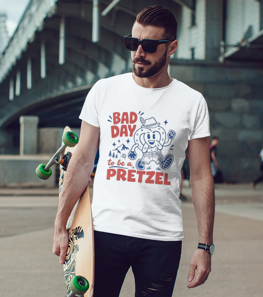 Bad Day To Be A Pretzel Cartoon Character Adventure T-Shirt