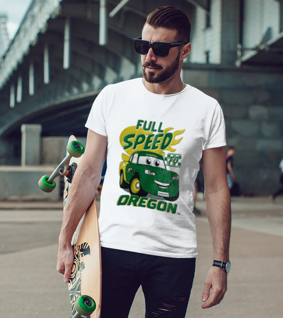 Full Speed Oregon Ducks Car Toon Sporting Team Spirit T-Shirt