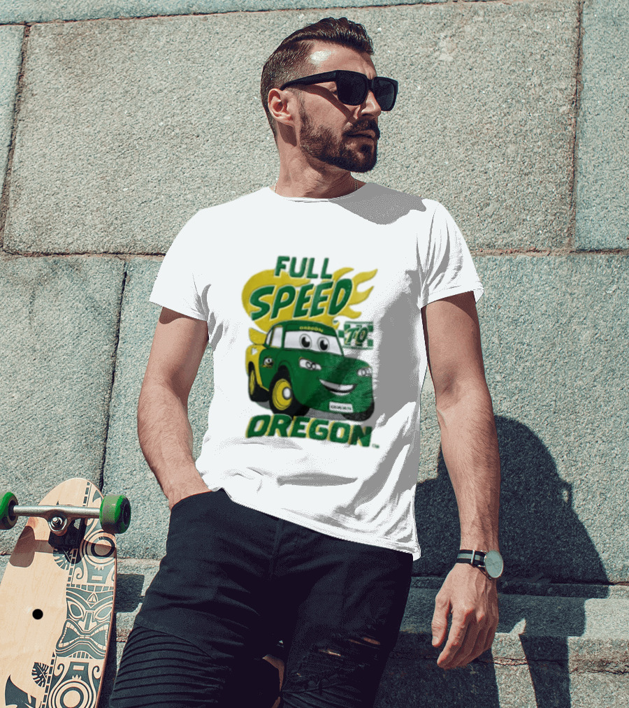 Full Speed Oregon Ducks Car Toon Sporting Team Spirit T-Shirt