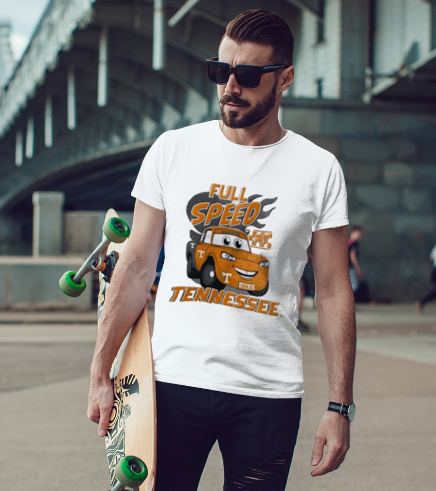 Full Speed Tennessee Vols Truck Cartoon With Flames And Number Plate T-Shirt