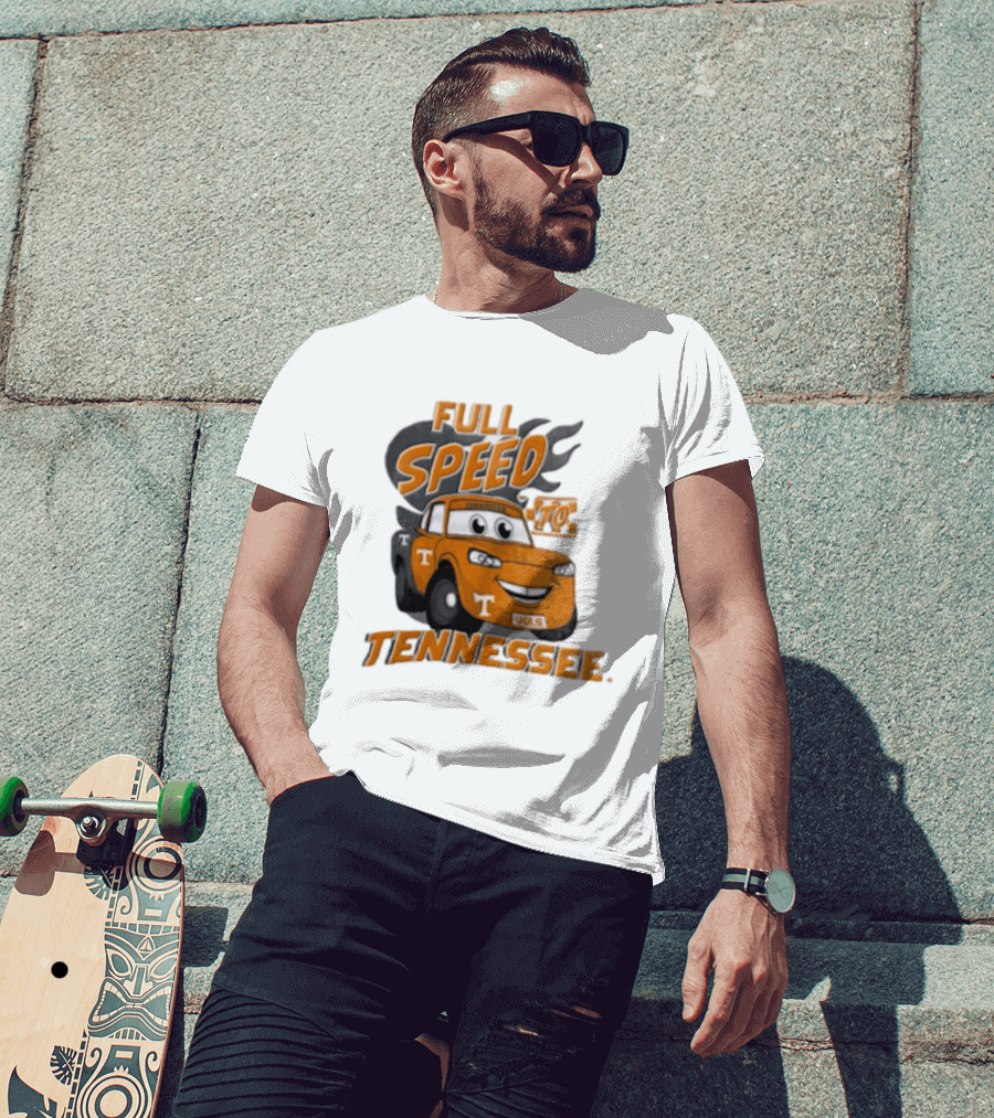 Full Speed Tennessee Vols Truck Cartoon With Flames And Number Plate T-Shirt