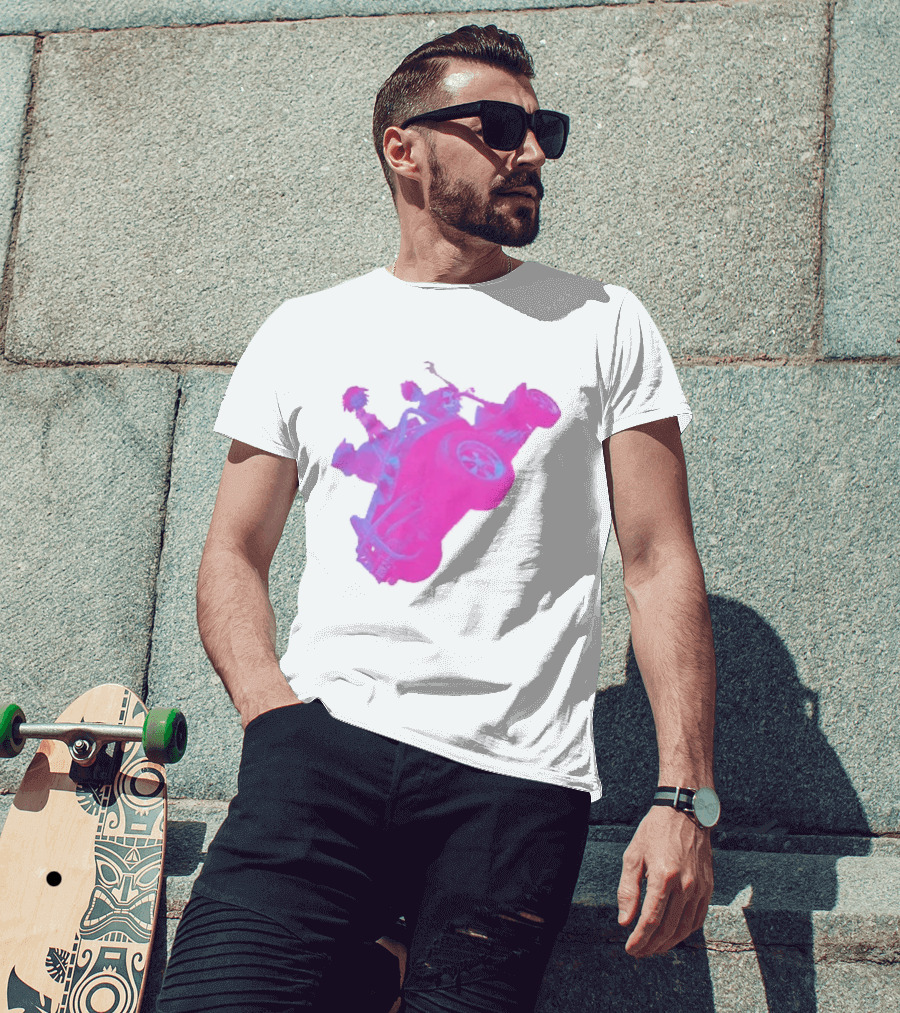 Hot Topic Gorillaz Neon Buggy Pink Blue Vehicle T-Shirt