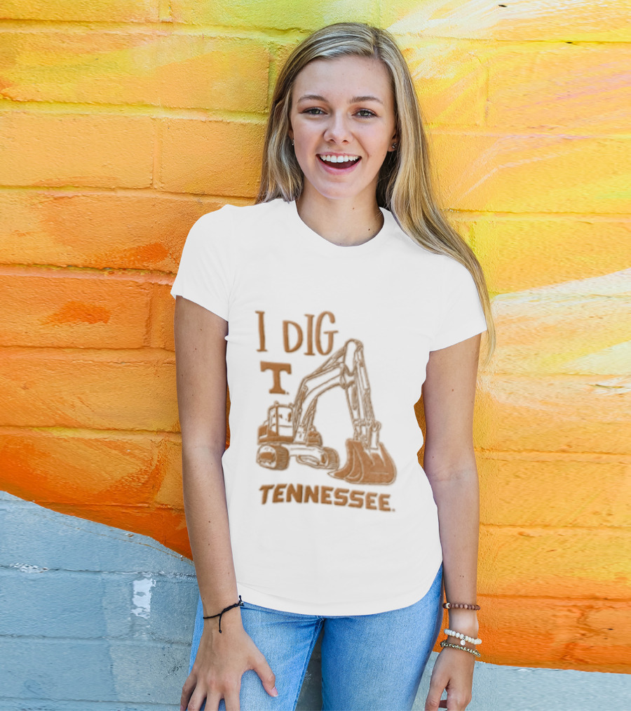 I Dig Tennessee Excavator Orange Text Construction Equipment T-Shirt