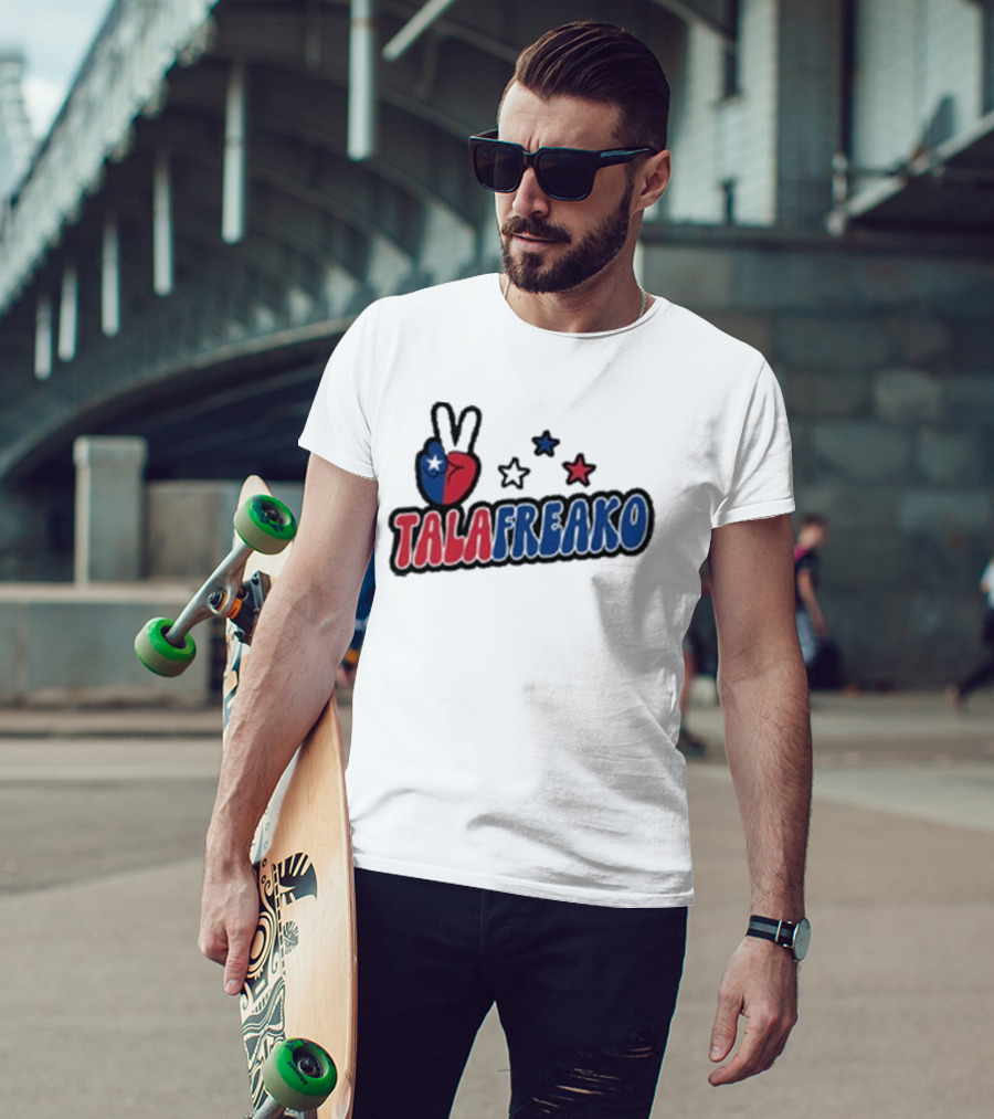 TALAFREAKO Chilean Flag Peace Sign Stars Patriotic T-Shirt