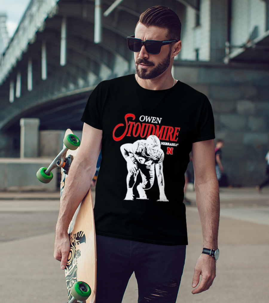 Owen Stoudmire Nebraska Cornhuskers NCAA Football Pose T-Shirt