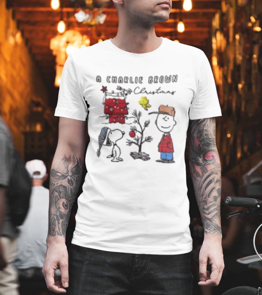 A Charlie Brown Christmas Snoopy Woodstock Holiday Scene T-Shirt