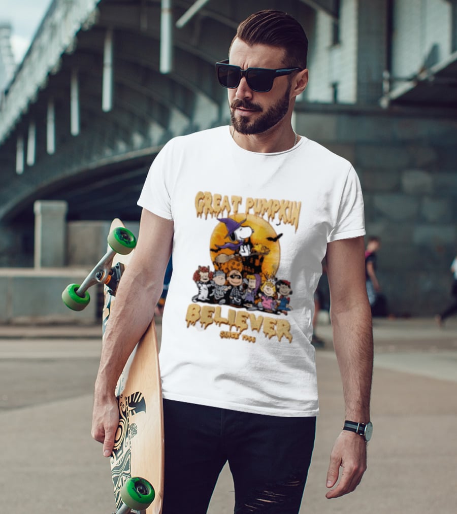 Great Pumpkin Believer Since 1966 Peanuts Halloween Snoopy Woodstock Charlie Brown Linus Sally Lucy Iconic Cartoon T-Shirt