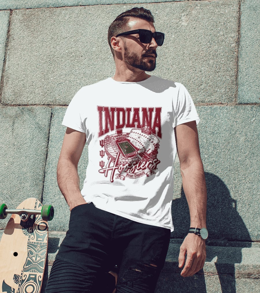 Indiana Hoosiers Never Daunted Memorial Stadium Aerial View Football Field Banner T-Shirt