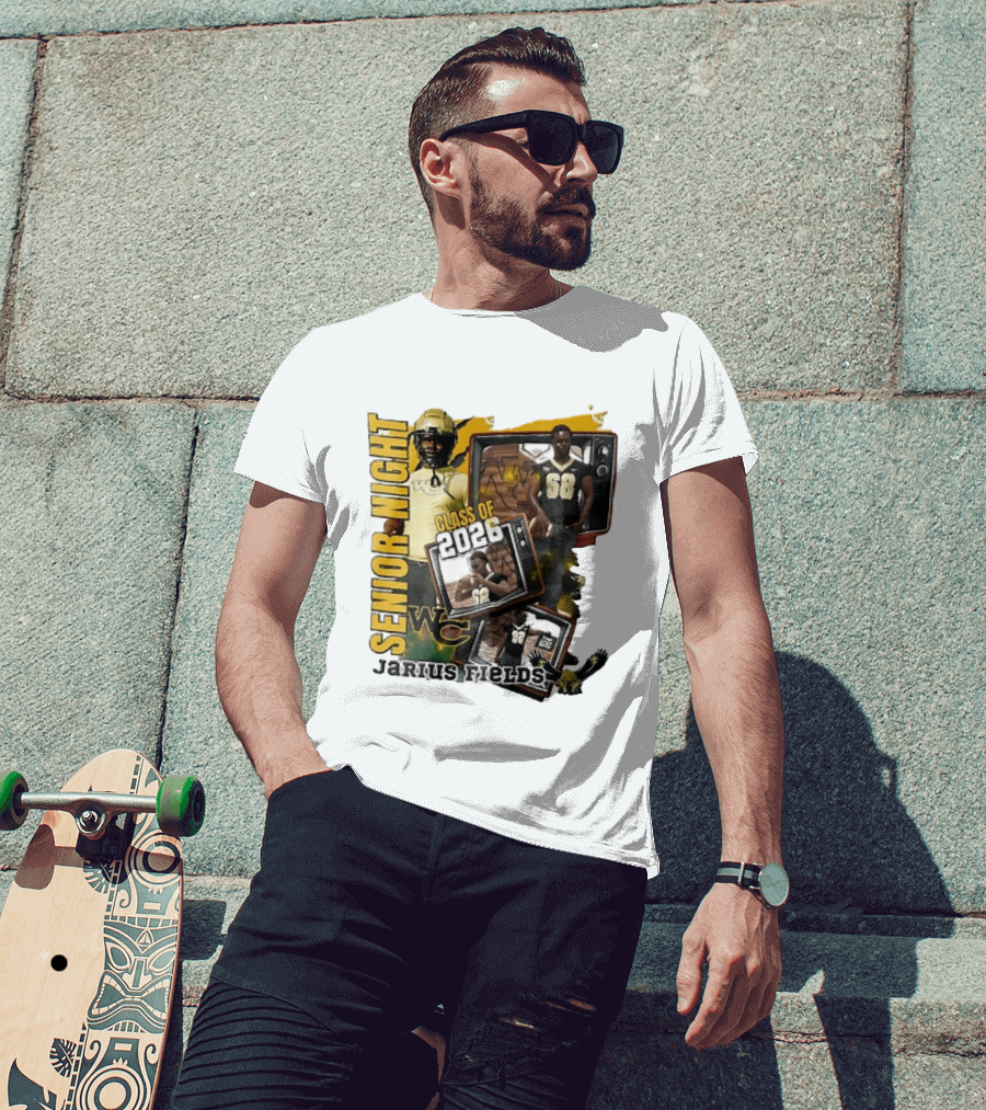 Senior Night Jarius Fields Class Of 2026 WC Football Player Collage T-Shirt