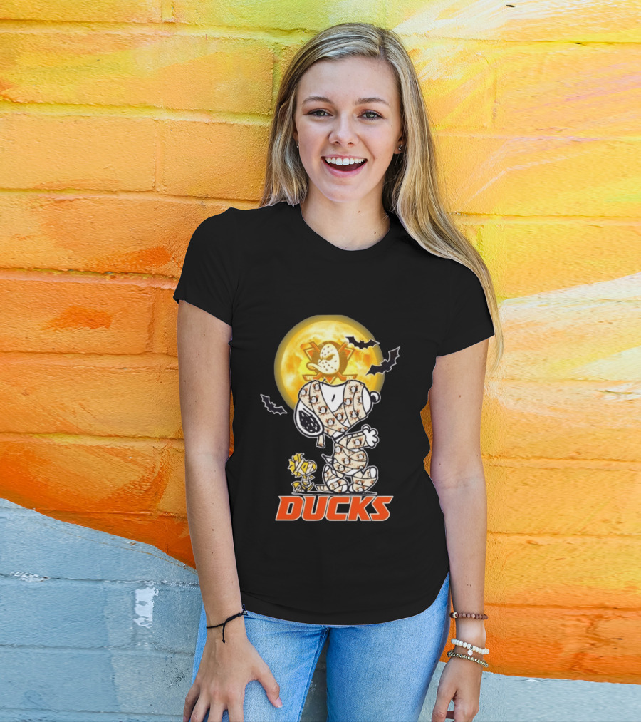 Anaheim Ducks X Snoopy And Woodstock Cosplay Mummy Halloween T-Shirt