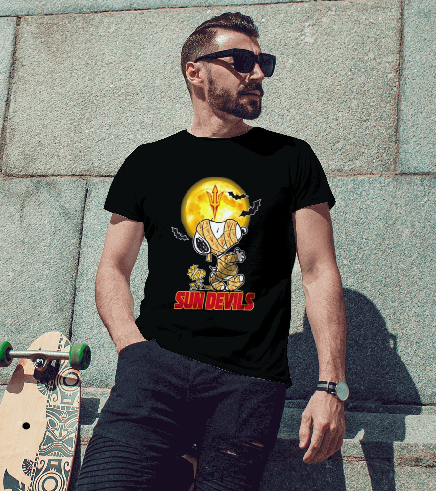 Arizona State Sun Devils Snoopy Woodstock Cosplay Mummy Halloween T-Shirt