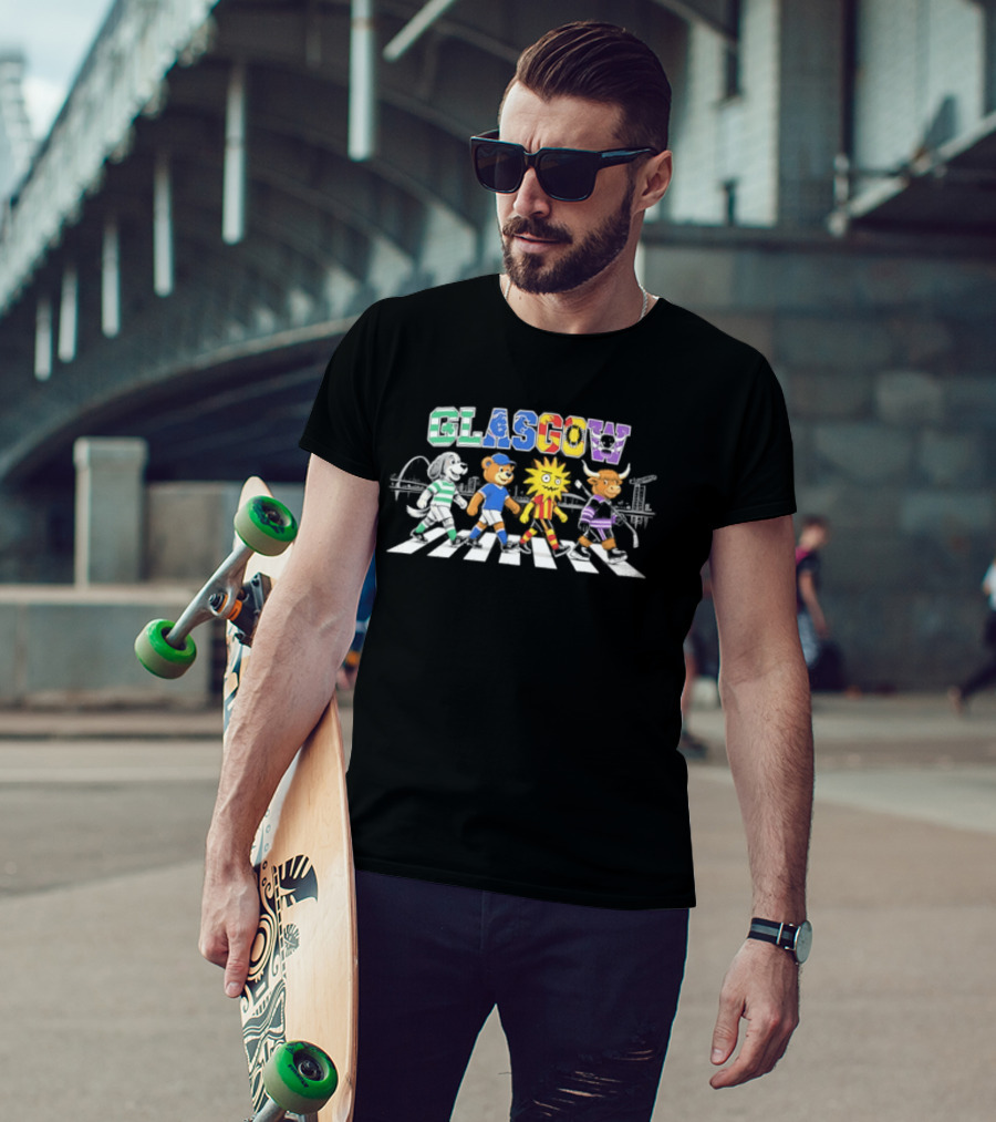 Glasgow Animals Crossing Iconic Abbey Road Rugby Football Soccer T-Shirt