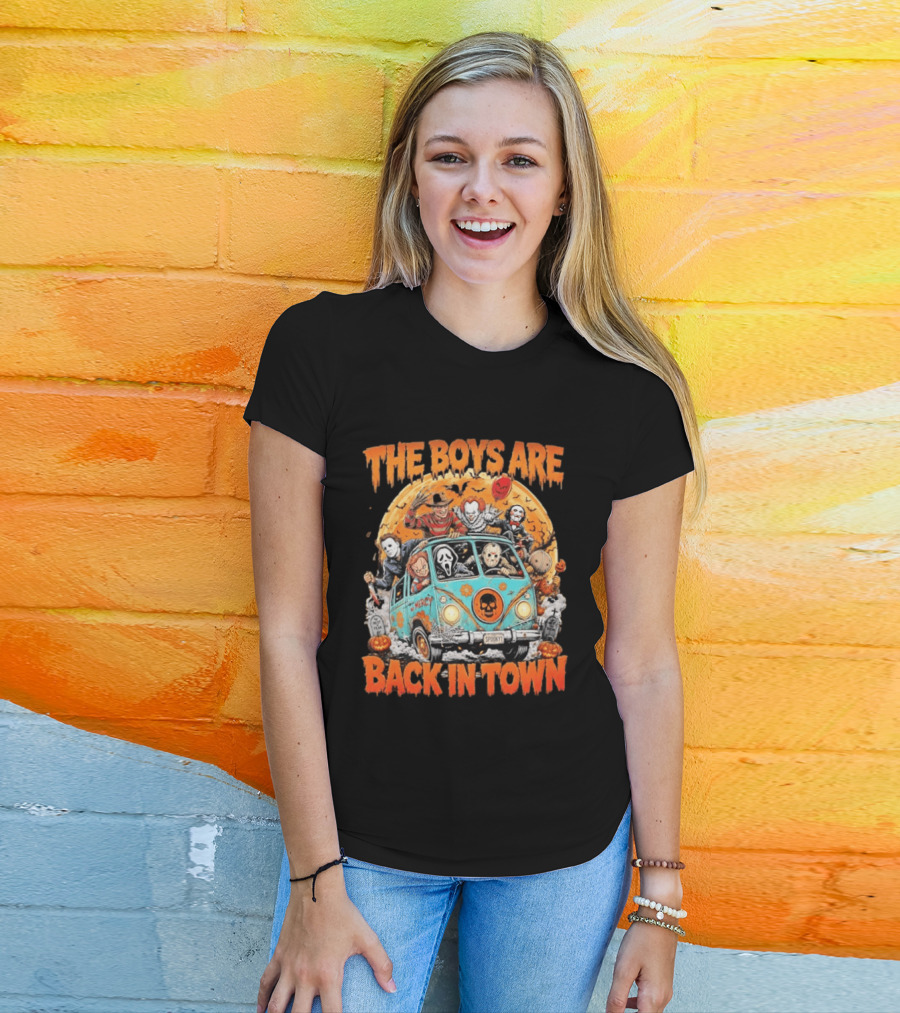 The Boys Are Back In Town Halloween Horror Movie Characters Van Nightmare T-Shirt