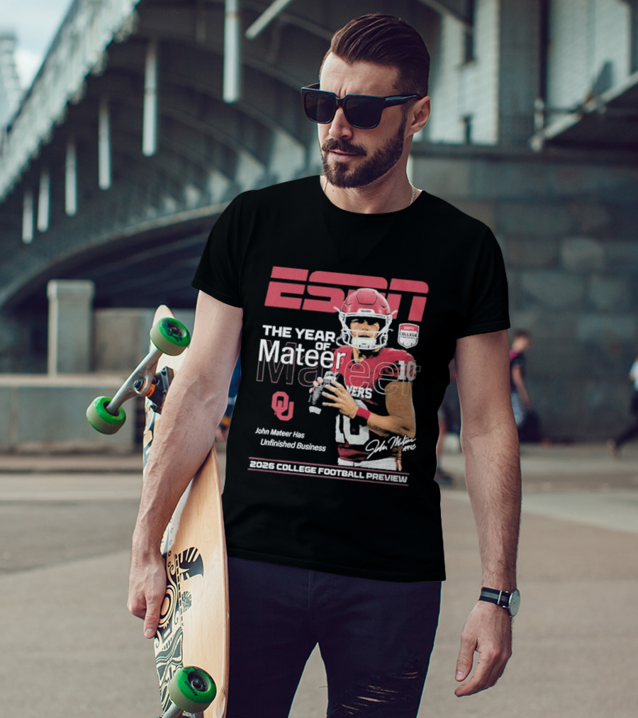 ESPN The Year Of Mateer 2026 College Football Preview John Mateer Has Unfinished Business T-Shirt