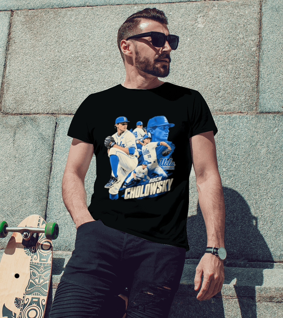 UCLA Bruins Roch Cholowsky 2026 Player Collage Baseball Pitcher Collection T-Shirt