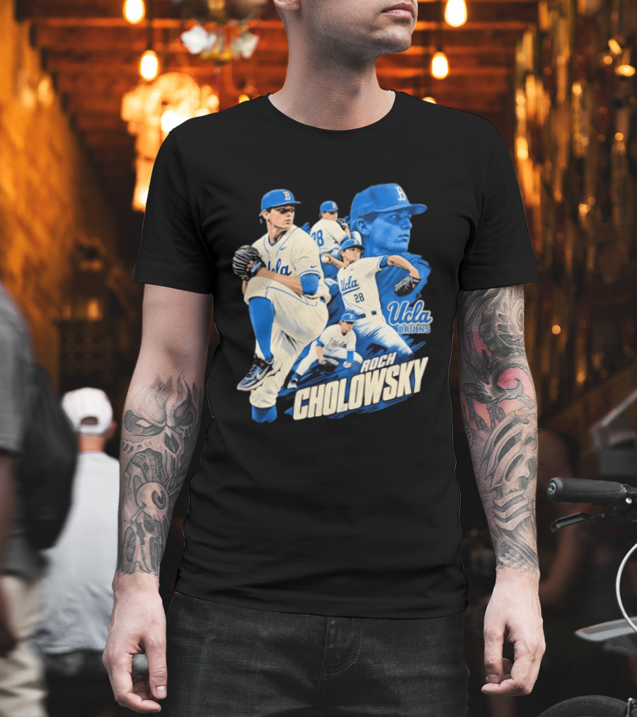 UCLA Bruins Roch Cholowsky 2026 Player Collage Baseball Pitcher Collection T-Shirt