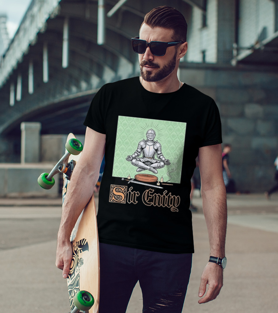 Sir Enity Knight In Meditation With Vintage Design And Candle Accents T-Shirt