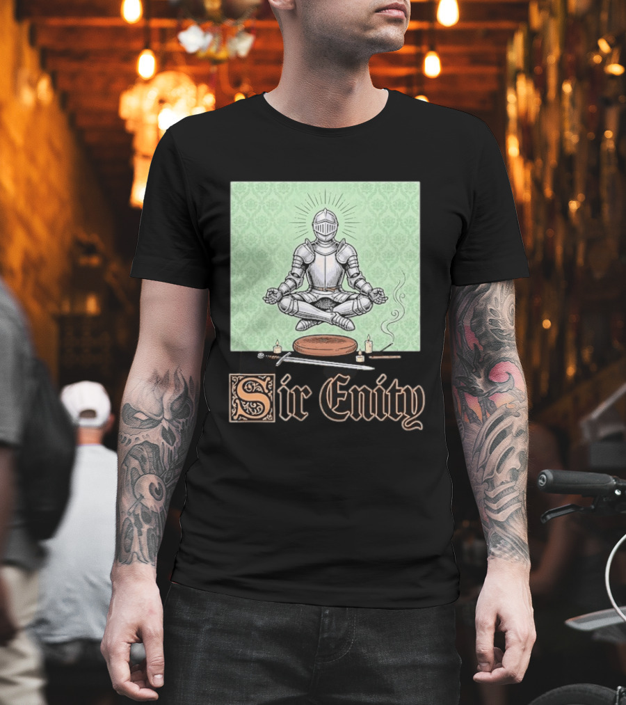 Sir Enity Knight In Meditation With Vintage Design And Candle Accents T-Shirt