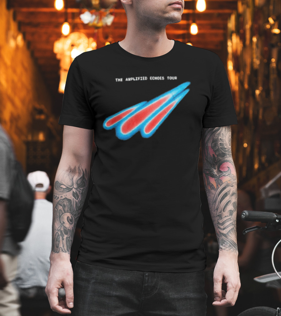 Manchester Orchestra The Amplified Echoes Tour Vibrant Blue Red Streaks T-Shirt