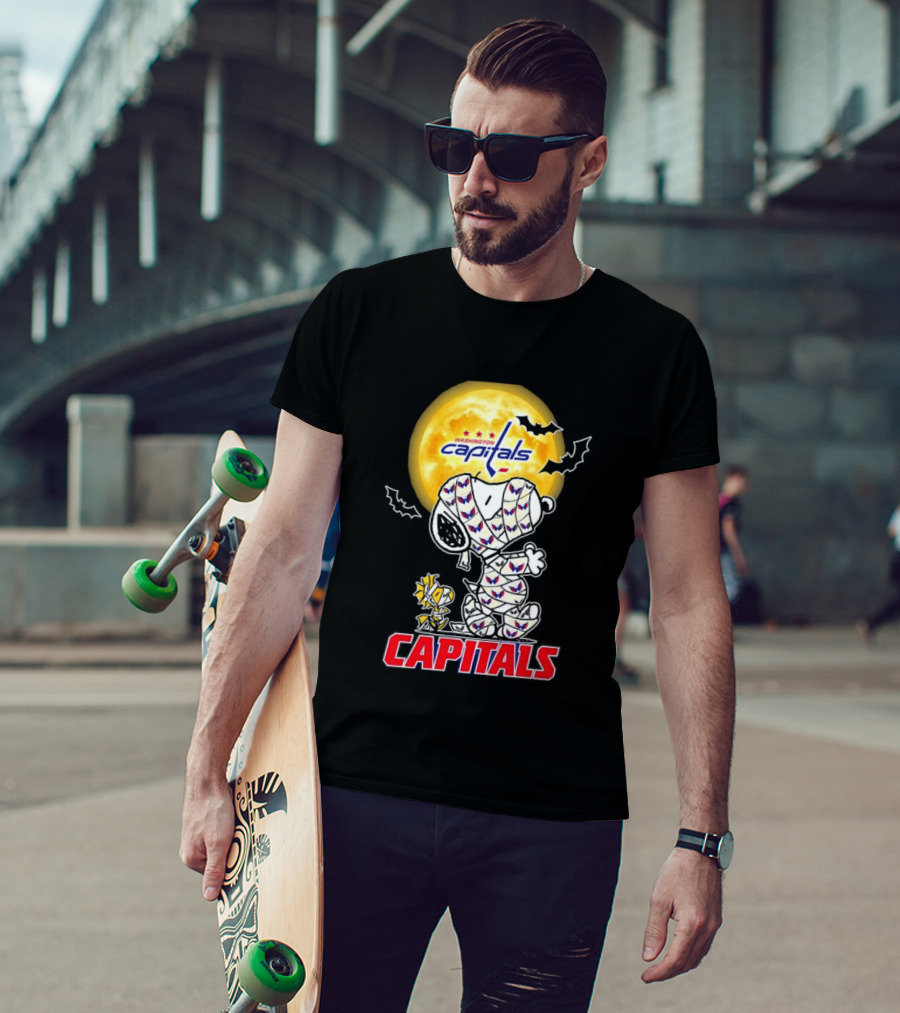 Washington Capitals Snoopy Woodstock Halloween Mummy Cosplay T-Shirt