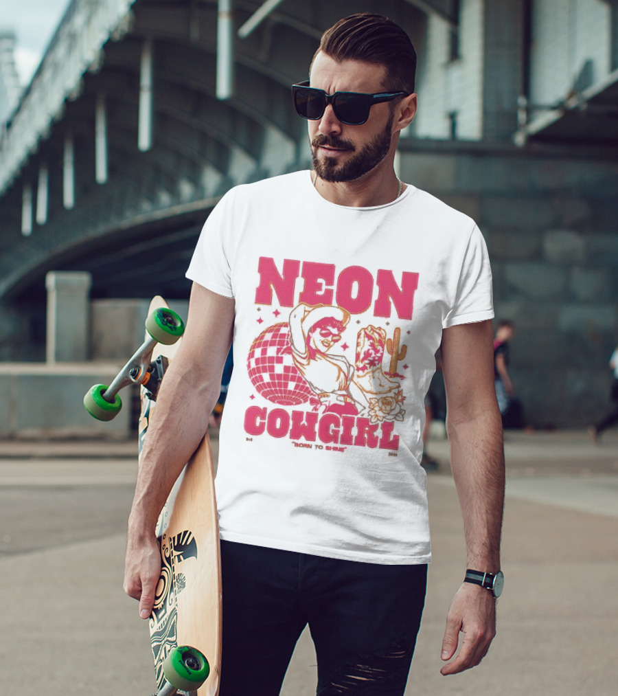 Dan + Shay Neon Cowgirl Born To Shine Western Themed Style Cactus And Rodeo T-Shirt