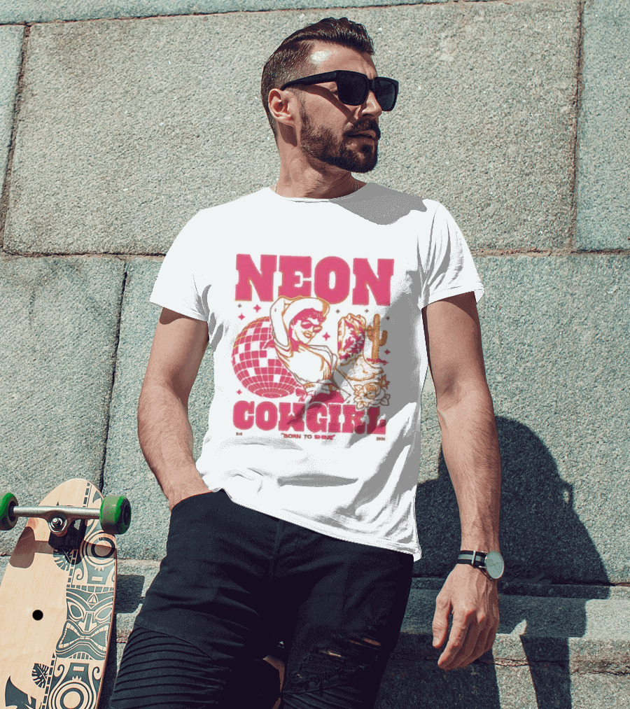 Dan + Shay Neon Cowgirl Born To Shine Western Themed Style Cactus And Rodeo T-Shirt