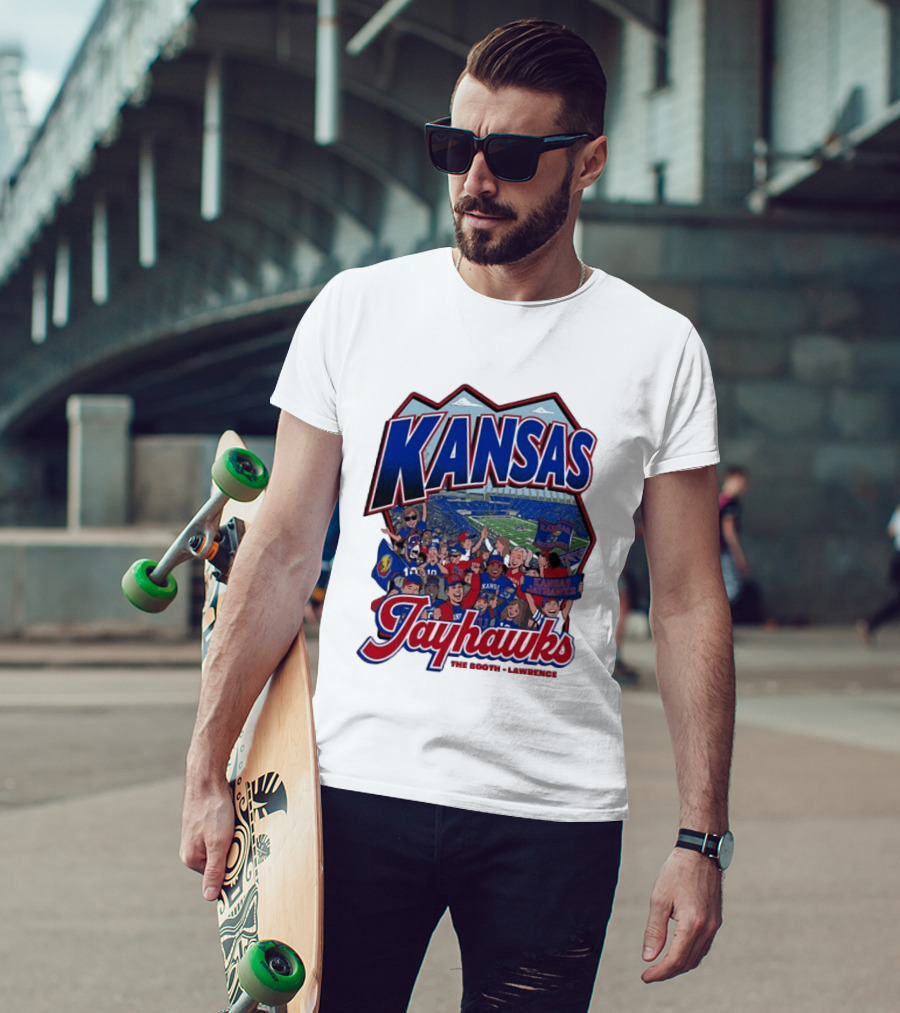 Kansas Jayhawks The Booth Lawrence Kansas Memorial Stadium Game Day Crowd T-Shirt
