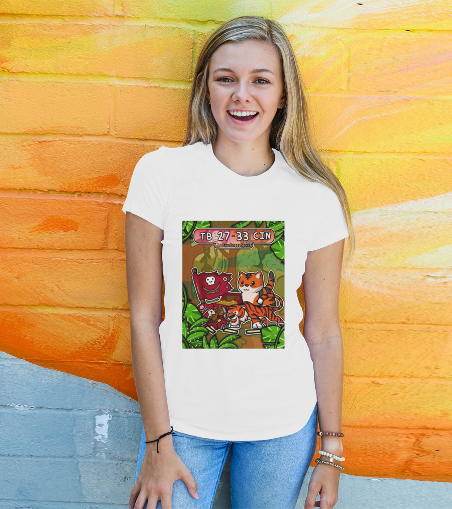 TB 27 33 CIN CornDoggy Sports Tampa Bay Buccaneers Vs Cincinnati Bengals T-Shirt