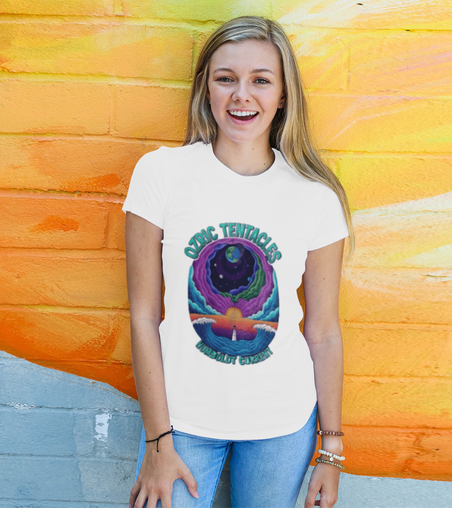 Ozric Tentacles Humboldt Current Ocean Lighthouse Sunset Planet Waves T-Shirt